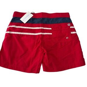 Solid & Striped The Kennedy Mens Red Colorblock Lined Swim Shorts Small 29x4 New